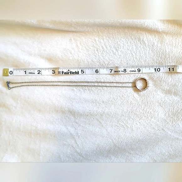 💚5/$25 Silver Toned Cubic Zirconia Circle Pendant Necklace - Picture 6 of 6